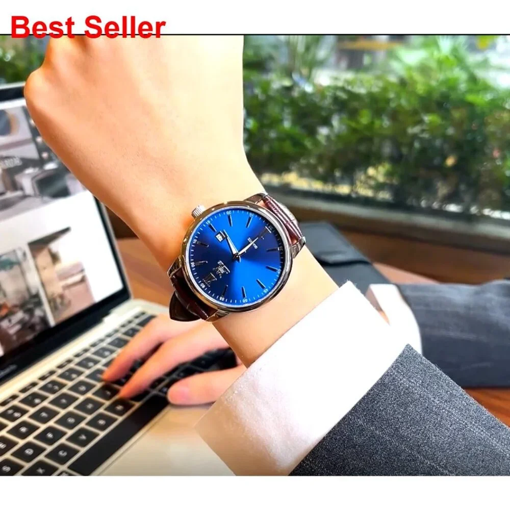 Classic Silver Men's Watch, Waterproof Stainless Steel Roman Numbers